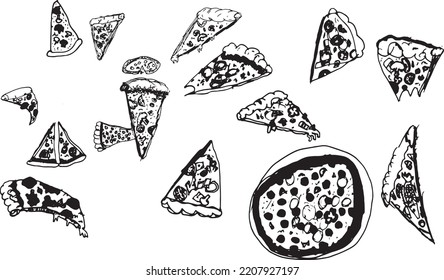 Slices Pizza On White Background Black Stock Vector (Royalty Free ...