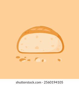 slices of plain bread rolls. Homemade round wheat bread, for posters and web icons