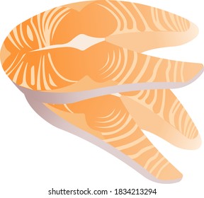 Slices of red fish. Vector illustration isolated on white background.