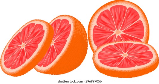 Slices of red orange or grapefruit.