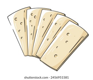 Сheese slices set isolated on white background. Cheese icon in cartoon style. Vector illustration
