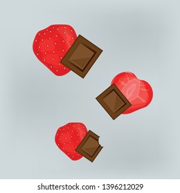 Slices of strawberry and chocolate