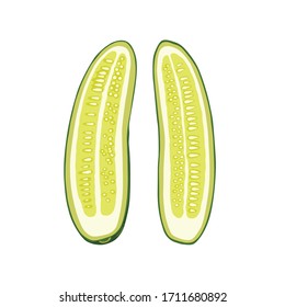 Slices of Thai cucumber isolated on white background.