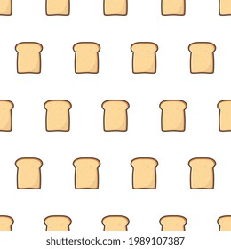 Slices Toast Bread Seamless Pattern On A White Background. Bakery Pastry Product Theme Vector Illustration