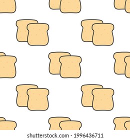 slices toast bread seamless pattern on white background, bakery pastry product, vector illustration