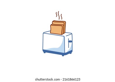 Slices of toast coming out of the toaster on a white background. vector design with line style