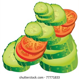 slices of tomato and cucumber