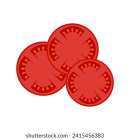 slices of tomato, vector illustration isolated on white background, flat style