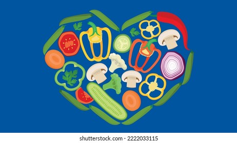 slices of vegetables laid out in the shape of a heart