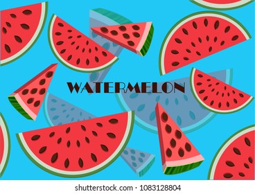 slices of watermelon on a blue background