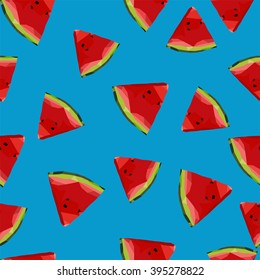 Slices of watermelon on the blue background