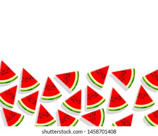 Slices of watermelon on a white background, cover of a vegetarian. Vector illustration