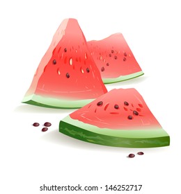 slices of watermelon on a white background.vector illustration