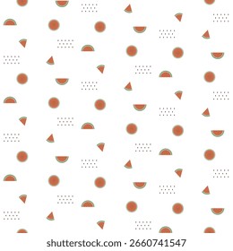 Slices watermelon seamless pattern on white background