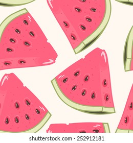 Slices of watermelon seamless pattern in vector