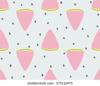 Slices of watermelon and seeds on a blue background Vector Illustration EPS Seamless pattern Summer theme Tropical backdrop Fruit and berries 