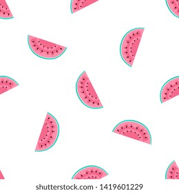 Slices of watermelon. Summer seamless pattern. Used for design surfaces, fabrics, textiles, packaging paper, wallpaper