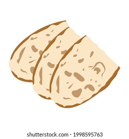 slices of white gray bread, loaf, rolls