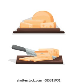 Slicing cheese  with sharp knife