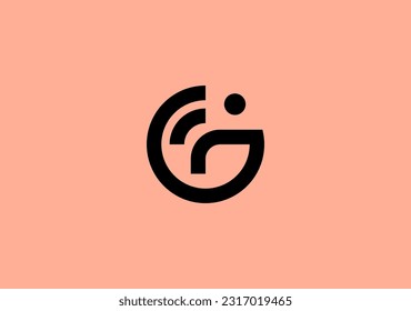 letra de diseño delgada C con un símbolo de logotipo humano y wifi