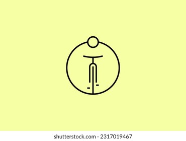 slick line design human and cycle icon