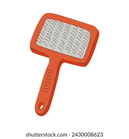 Slicker brush for dogs and cats. A grooming tool. A pet care item. A flat vector illustration isolated on a white background.