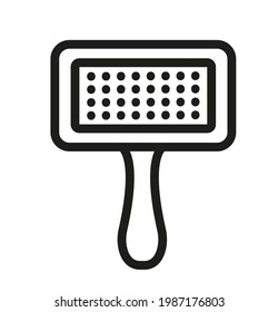 Slicker brush line icon. Grooming tool. Editable stroke.