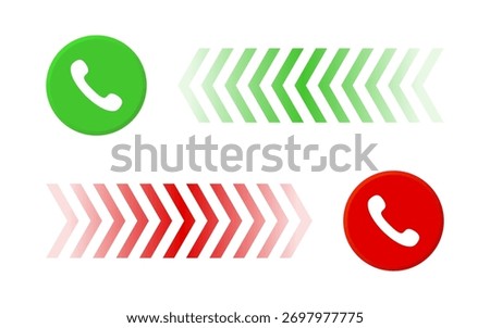 Slide to Accept and Decline Phone Call Vector Icons Set