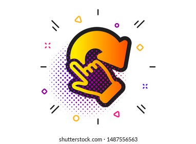 Slide arrow sign. Halftone circles pattern. Rotation gesture icon. Swipe action symbol. Classic flat rotation gesture icon. Vector