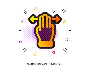 Slide arrow sign. Halftone circles pattern. Multitasking gesture icon. Swipe action symbol. Classic flat multitasking gesture icon. Vector