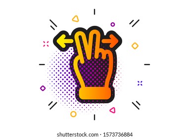 Slide arrow sign. Halftone circles pattern. Touchscreen gesture icon. Swipe action symbol. Classic flat touchscreen gesture icon. Vector