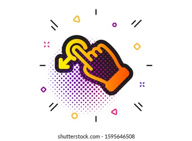 Slide arrow sign. Halftone circles pattern. Drag drop gesture icon. Swipe action symbol. Classic flat drag drop icon. Vector