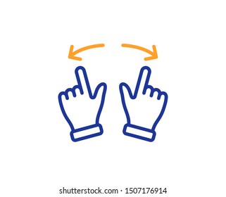 Slide arrow sign. Move gesture line icon. Swipe action symbol. Colorful outline concept. Blue and orange thin line move gesture icon. Vector