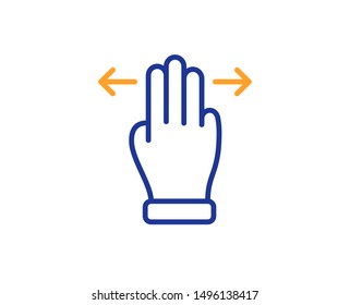 Slide arrow sign. Multitasking gesture line icon. Swipe action symbol. Colorful outline concept. Blue and orange thin line multitasking gesture icon. Vector