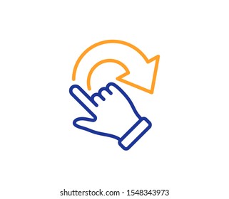 Slide arrow sign. Rotation gesture line icon. Swipe action symbol. Colorful outline concept. Blue and orange thin line rotation gesture icon. Vector