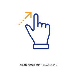 Slide arrow sign. Touchscreen gesture line icon. Swipe action symbol. Colorful outline concept. Blue and orange thin line touchscreen gesture icon. Vector