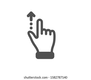 Slide up arrow sign. Touchscreen gesture icon. Swipe action symbol. Classic flat style. Simple touchscreen gesture icon. Vector