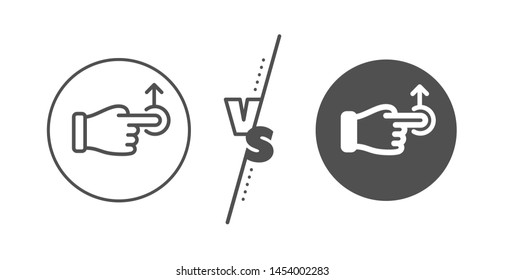 Slide arrow sign. Versus concept. Drag drop gesture line icon. Swipe action symbol. Line vs classic drag drop icon. Vector