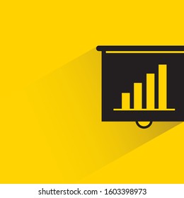 slide board and bar chart with drop shadow on yellow background