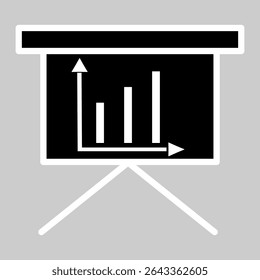 Slide board icon with upward graph trend.