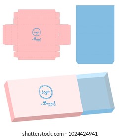 slide box die cut mock up template vector