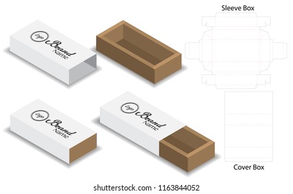 Slide Box Die Cut Mock Up Template Vector