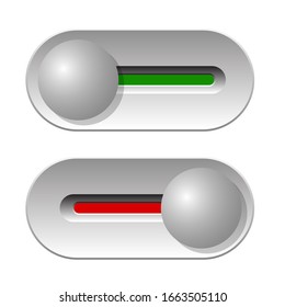 slide button, opened and closed, toggle switch, vector illustration