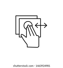 Slide, document, touch, finger icon. Element of corruption icon. Thin line icon on white background