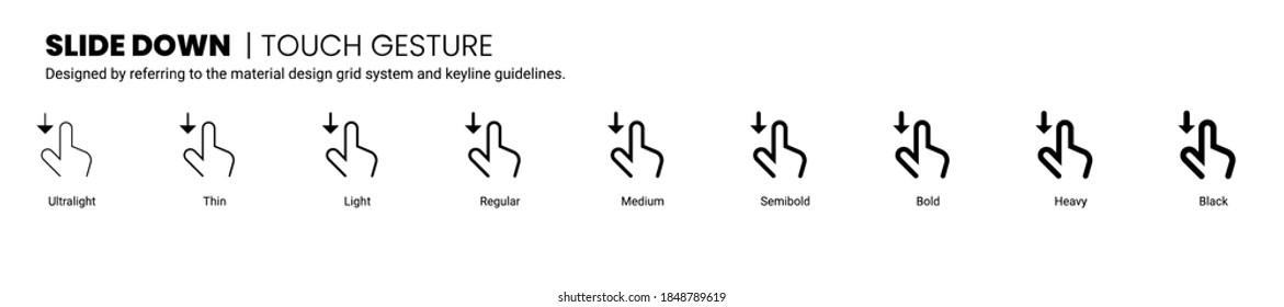 slide down screen touch and gesture icon is designed to be simple, uncomplicated, and minimal referring to Google’s Material Design.