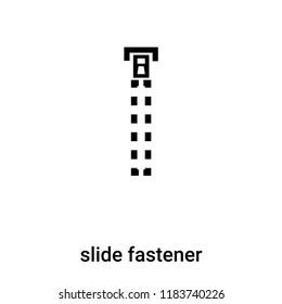 slide fastener icon vector isolated on white background, logo concept of slide fastener sign on transparent background, filled black symbol