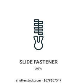 Slide fastener outline vector icon. Thin line black slide fastener icon, flat vector simple element illustration from editable sew concept isolated stroke on white background
