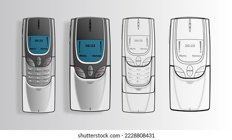 slide feature phone and scetch design vector 