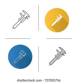 Slide gauge icon. Flat design, linear and color styles. Vernier caliper. Isolated vector illustrations
