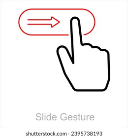 Slide Gesture and hand icon concept